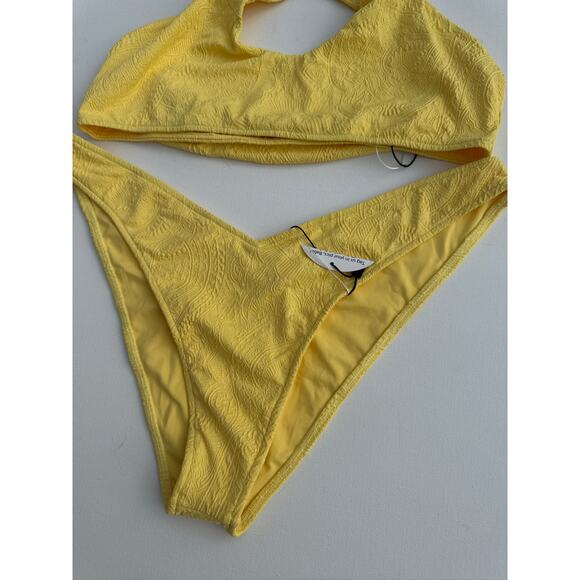 JMP The Label Yellow Textured Halter Bikini Set - XL NWT - Picture 2 of 7